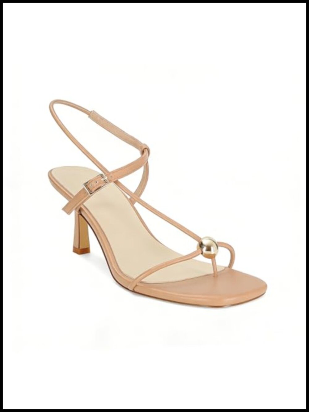 Strappy Kitten Heeled Sandals Square Open Toe Thong Flip Flop Comfort Summer